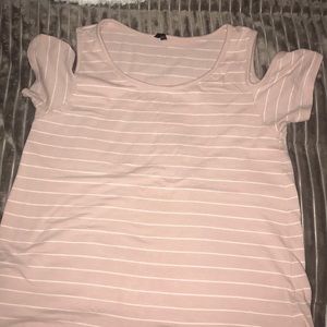 adorable light pink&white off the shoulder shirt